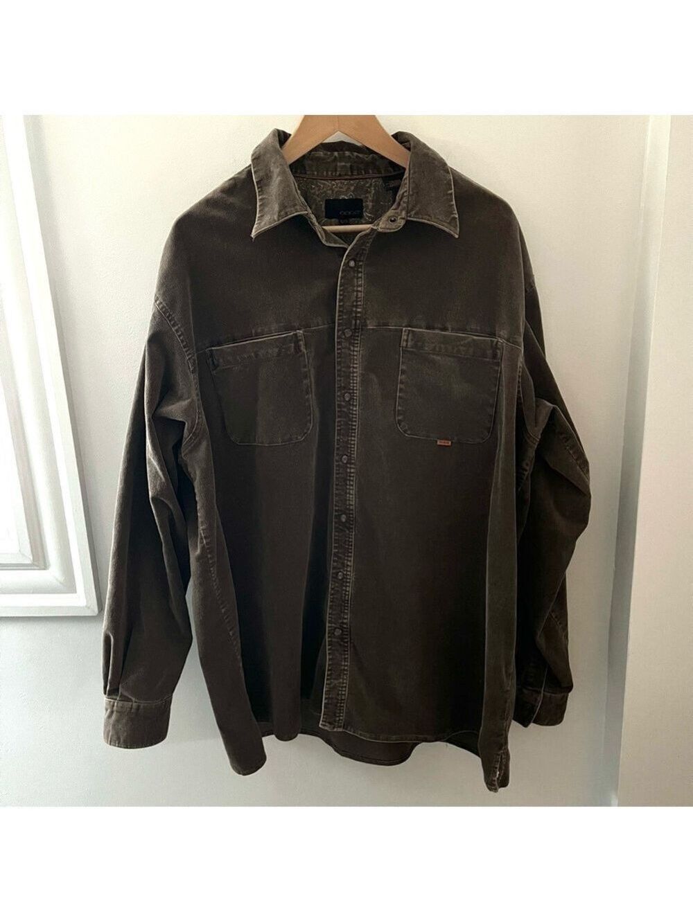 OOBE BRAND Brown Corduroy Long Sleeve Button Down Shirt Fine Wale Cord XL